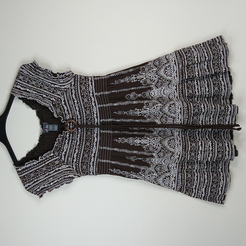 Women Brown Embroidery Tunic Size M
